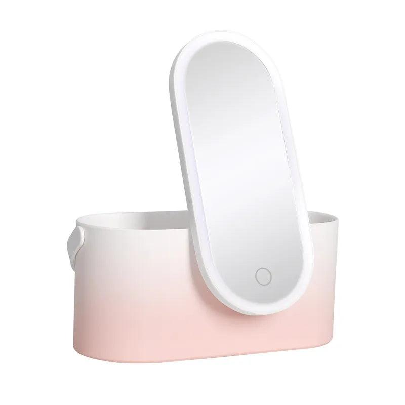 Makeup Organizer Box with LED Light Mirror - Fullshopping