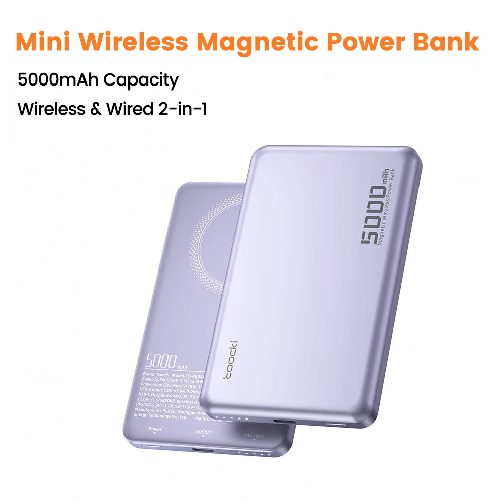 Toocki Magenetic PowerBank 10000mAh 15W Wireless Charging for Magsafe PD 20W Extenal Battery for iPhone 17 16 15 14 13 Pro Max - Fullshopping