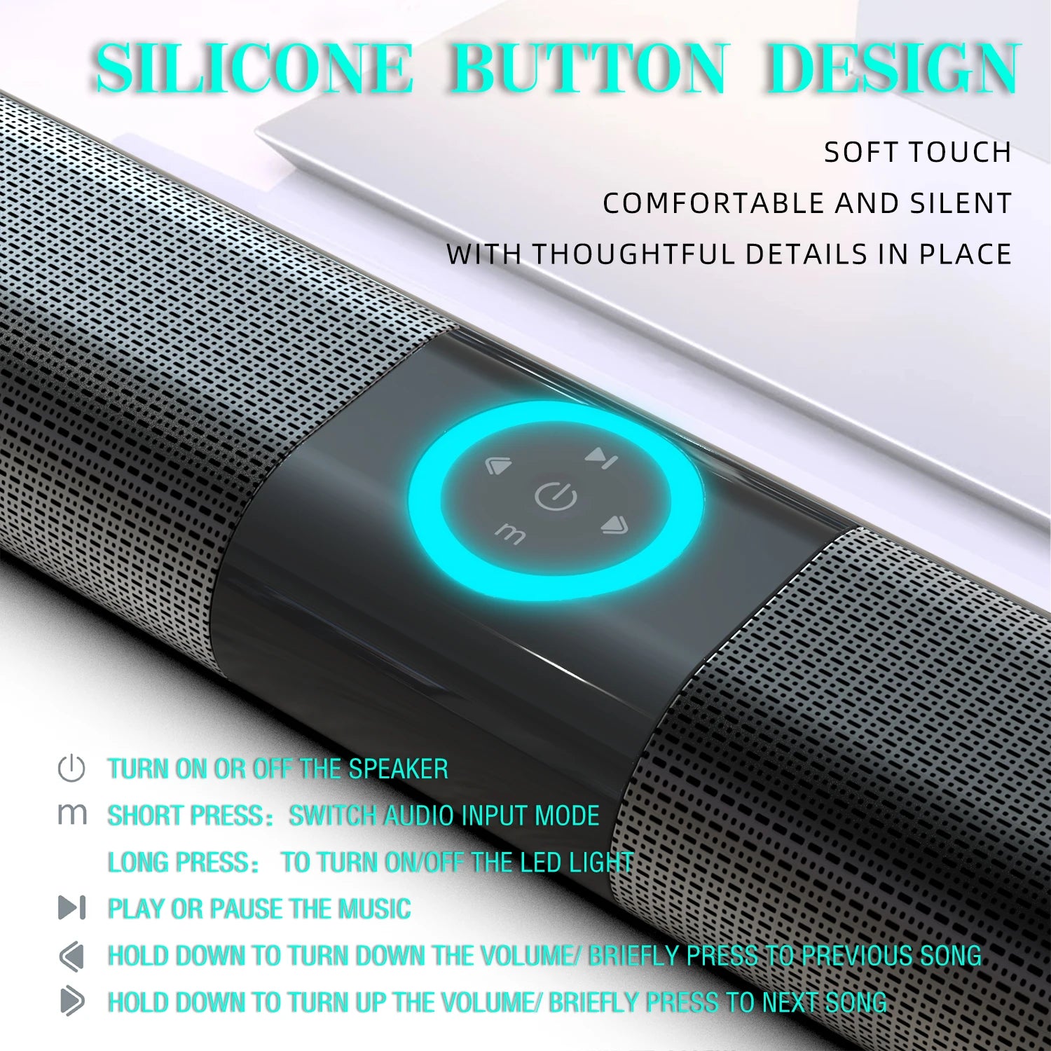 HOMEFISH BS-20 RGB Ambient Light Bluetooth Speaker with 6 EQ Sound Effects and Multiple Connectivity Options - Fullshopping