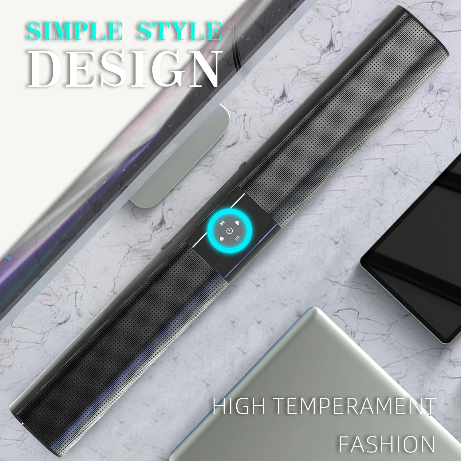 HOMEFISH BS-20 RGB Ambient Light Bluetooth Speaker with 6 EQ Sound Effects and Multiple Connectivity Options - Fullshopping