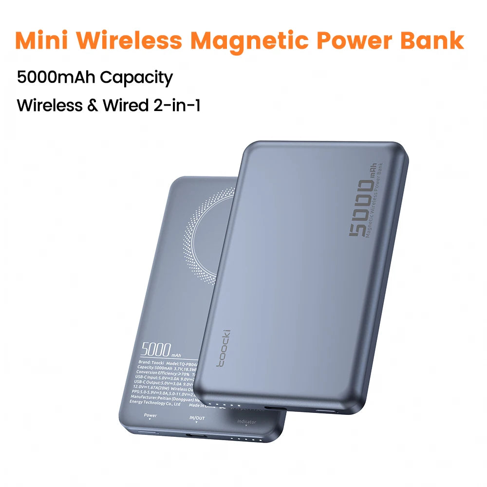 Toocki Magenetic PowerBank 10000mAh 15W Wireless Charging for Magsafe PD 20W Extenal Battery for iPhone 17 16 15 14 13 Pro Max - Fullshopping