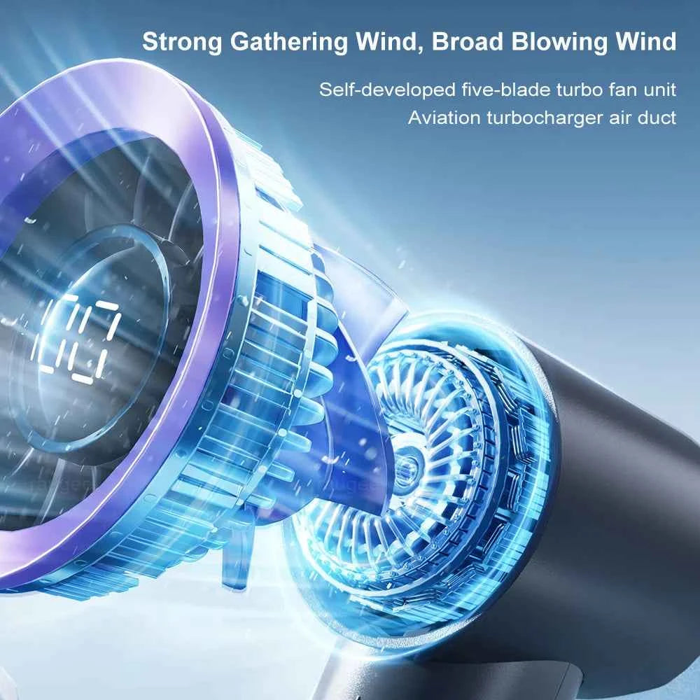 Portable Fan Turbo Wind 100 Strong Speed Mini Cooling Fan Electric Handheld Fan with Digital Display 1800mAh USB Rechargeable