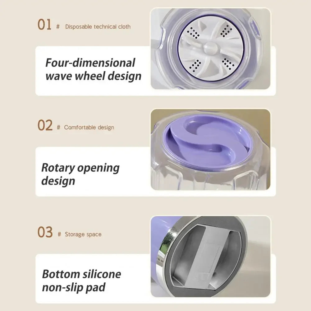 Portable Cordless Washing Machine,USB Rechargeable, Mini Washer For /Underwear/Socks/Baby Clothes Home Travel Laundry Bucket - Fullshopping