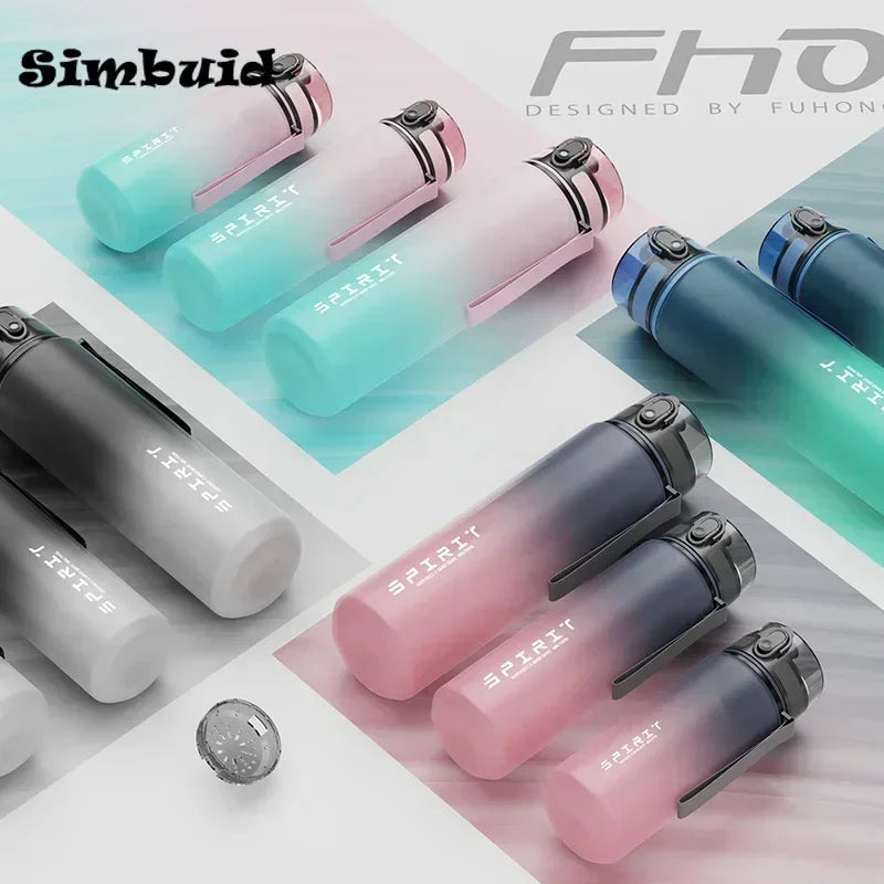 500ML/650ML/1000ML Sports Water Bottle Leak Proof Colorful Plastic Cup Drinking Outdoor Travel Portable Gym Fitness Jugs - Fullshopping