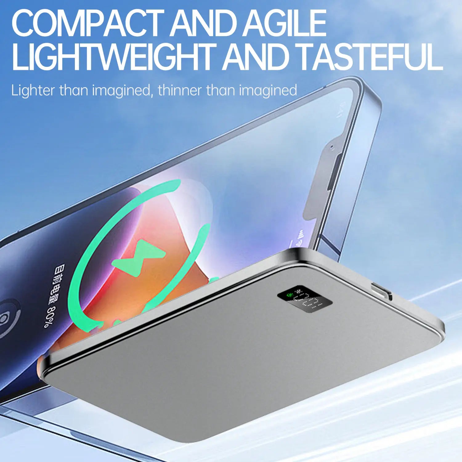 Ultra Thin Power Bank for MagSafe,Magnetic Wireless Fast Charging LED Display Portable Battery For iPhone Samsung Phone Airpods - Fullshopping