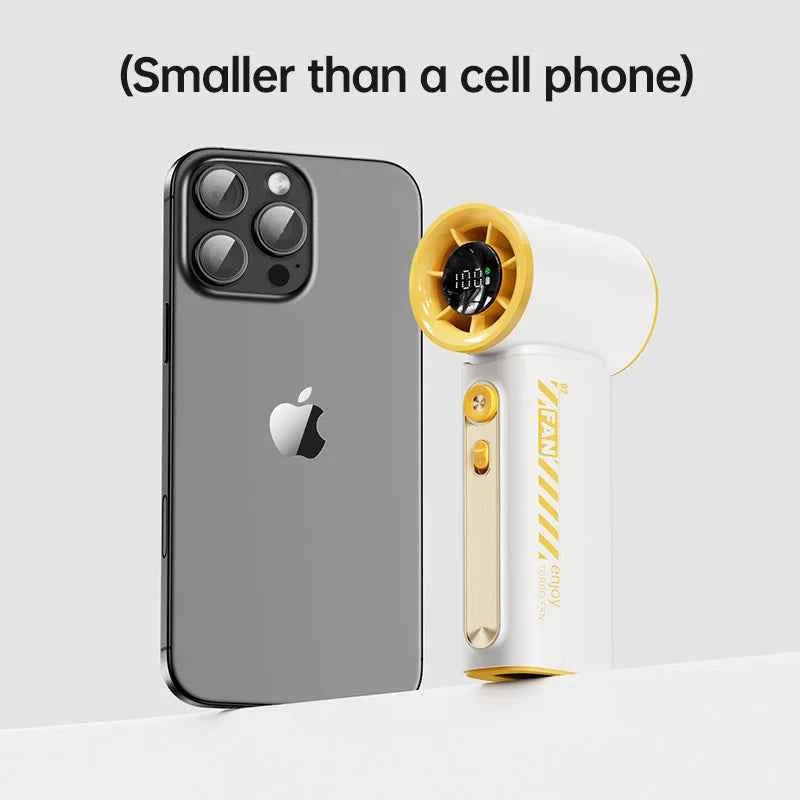 New Portable Turbo Small Air Cannon Handheld Fan 100 Wind Speeds Adjustable Mini Electric Fan USB Charging Fan Outdoor Mini Fan