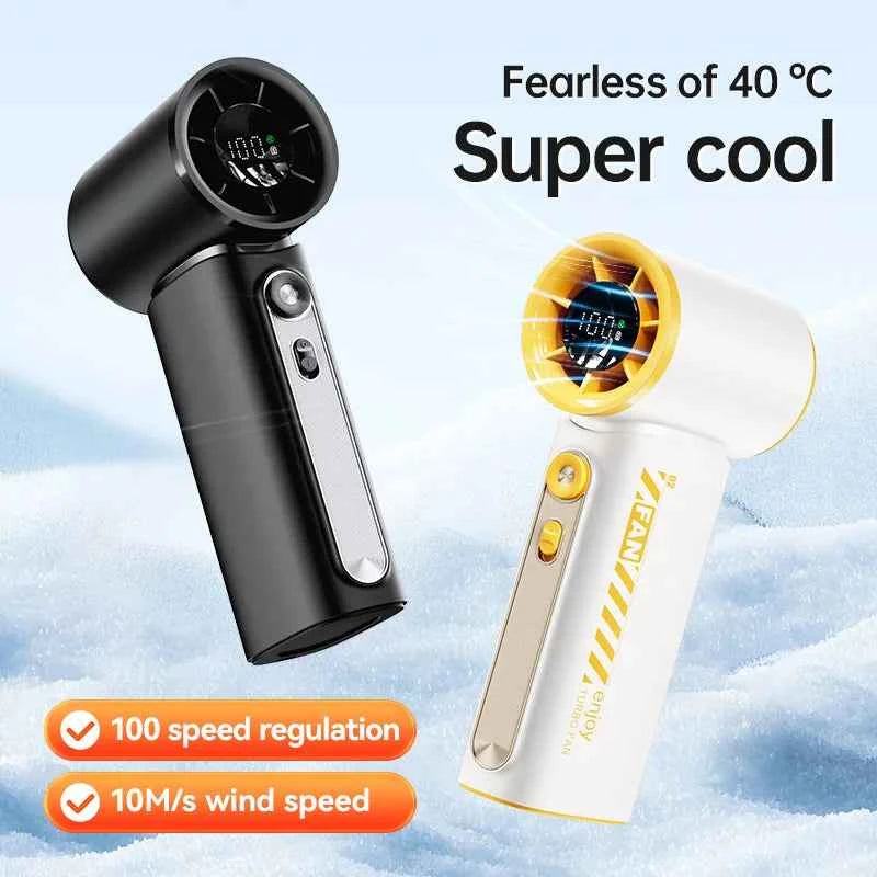 New Portable Turbo Small Air Cannon Handheld Fan 100 Wind Speeds Adjustable Mini Electric Fan USB Charging Fan Outdoor Mini Fan