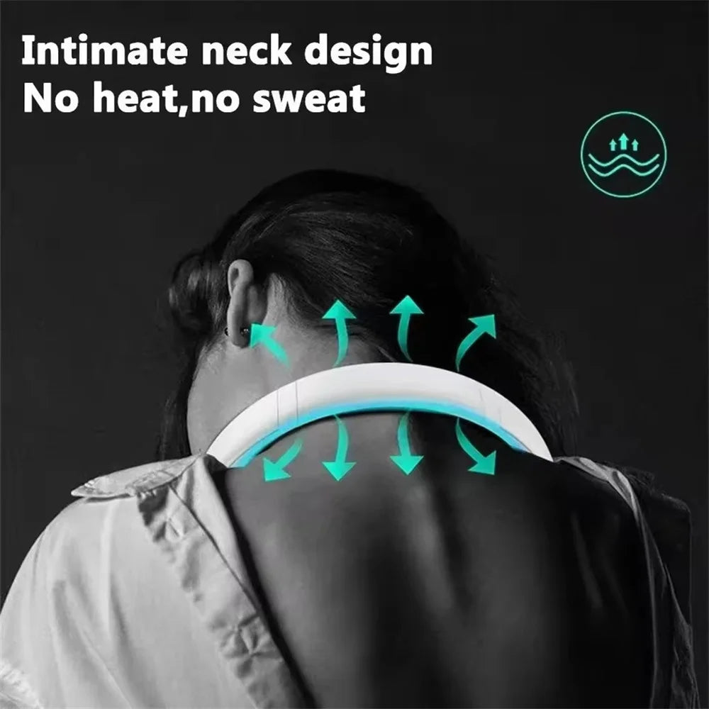 New Mini Neck Fan Portable Bladeless Hanging Neck 1200mAh Rechargeable Air Cooler 3 Speed Mini Summer Sports Fans - Fullshopping