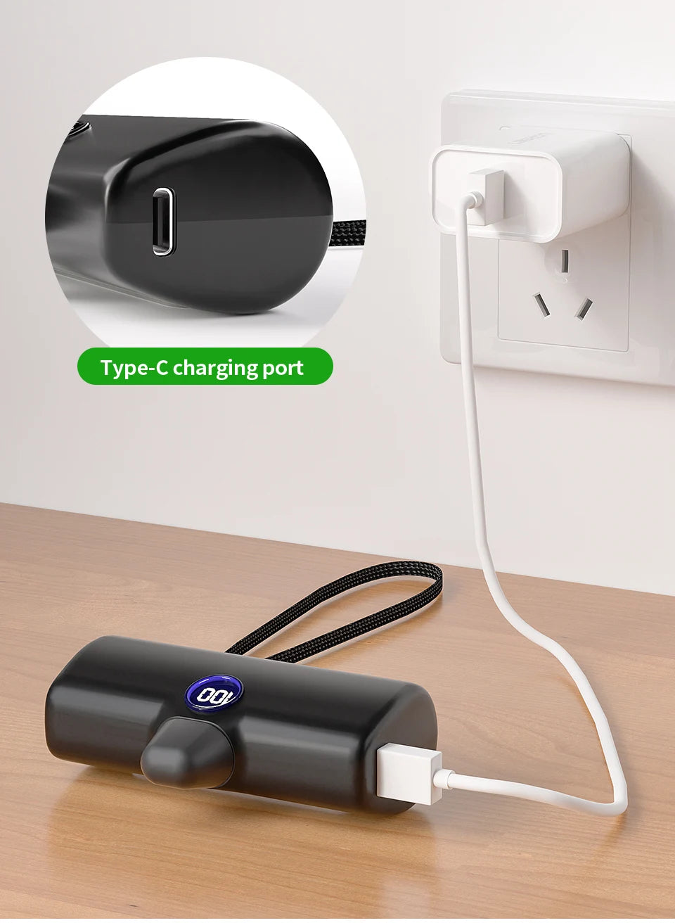 Fast Charge Portable Charger for iPhone Samsung Xiaomi Compact External Spare Battery Built-in Plug PD Fast Charging Power Bank - Fullshopping