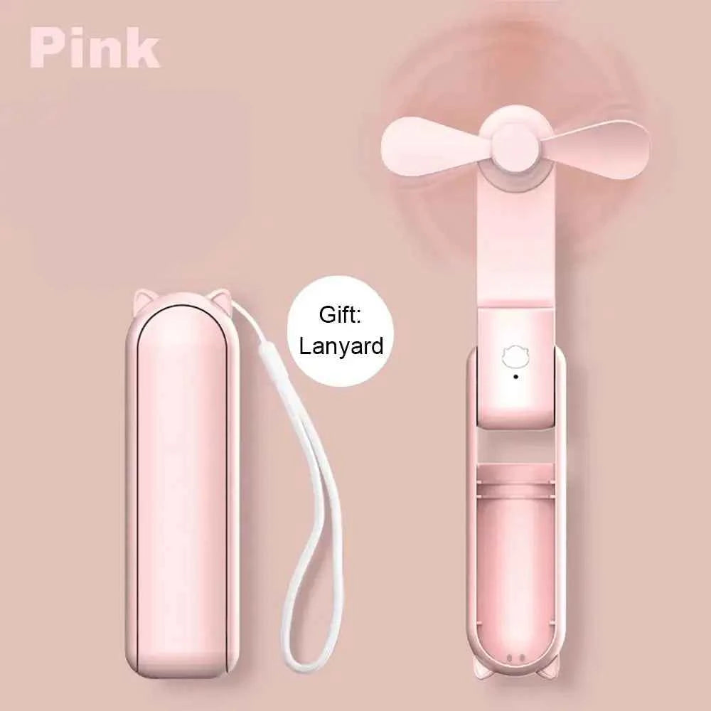 Portable Mini Handheld Fan Small Pocket Fan USB Rechargeable Battery Fan Folding Cooling Hand Fan Mini USB Fan with Power Bank