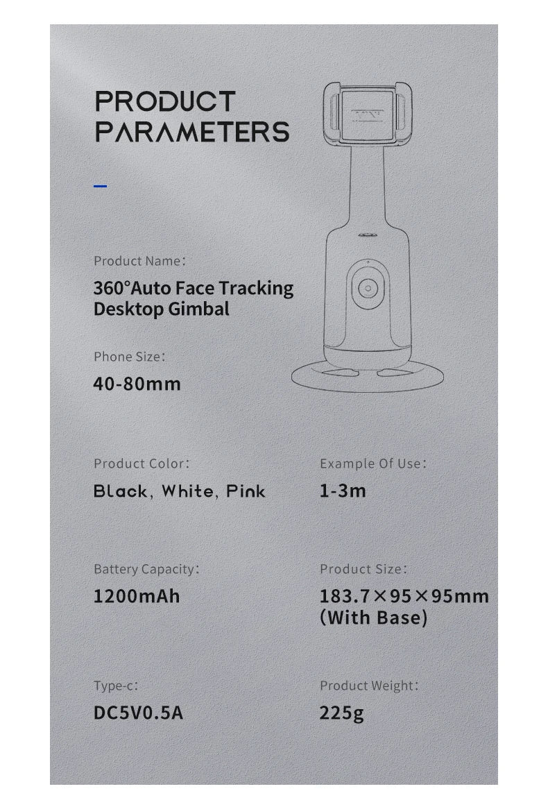 Phone Stabilizer Smart Facial Tracking Detachable Phone Clip with Fill Light Desktop Phone Stand Wireless Selfie Stick Tripod - Fullshopping