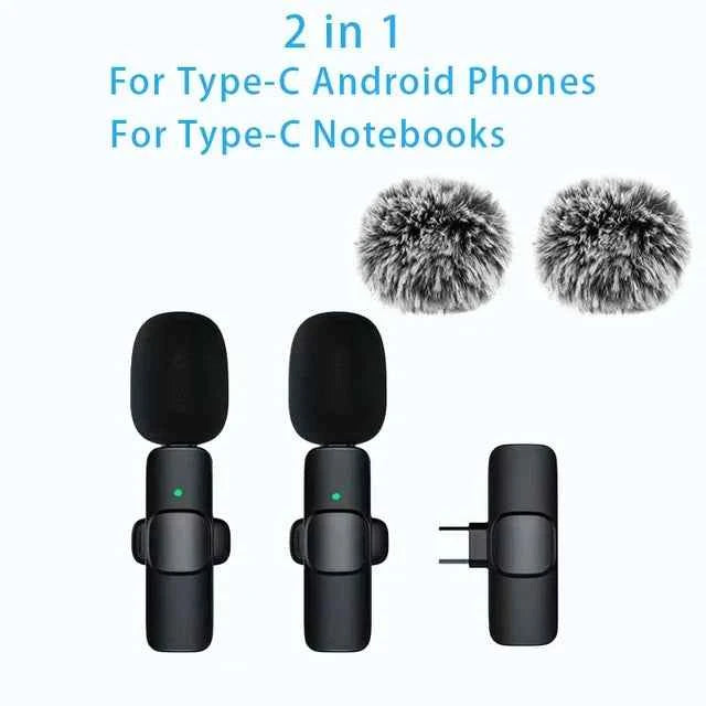 Lavalier Microphone 2.4G Wireless Portable Audio Video Recording Mini Mic for iPhone Android Live Broadcast Gaming Phone - Fullshopping
