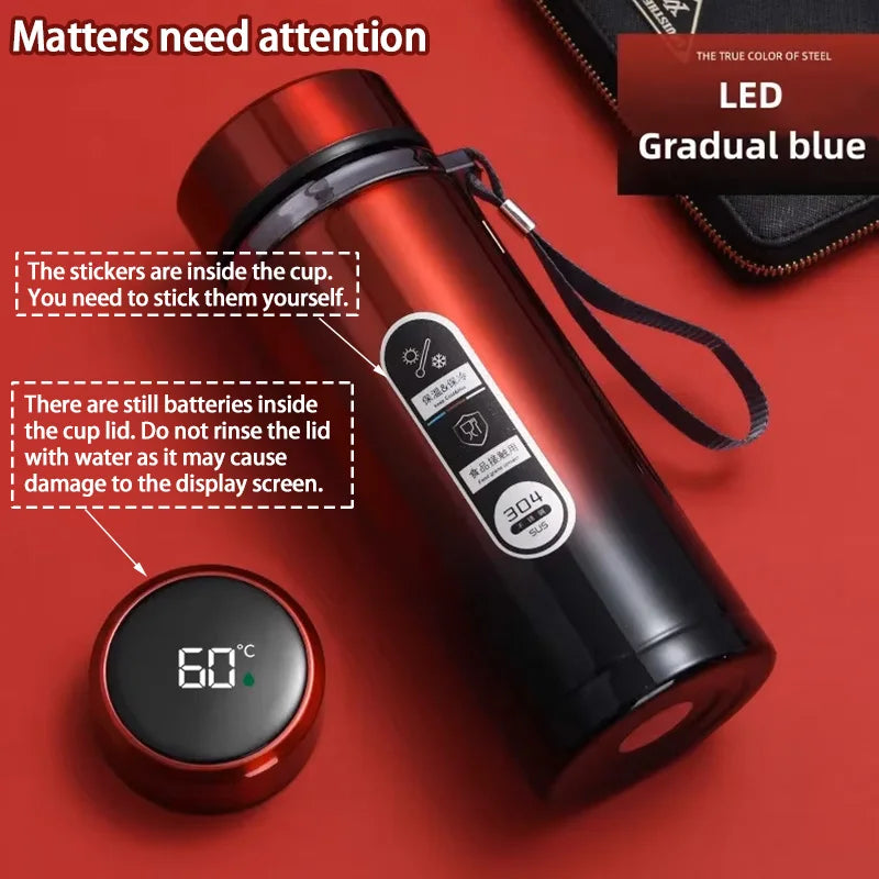 500ML-1Liter Stainless Steel Thermos Bottle with LED Temperature Display Sus304 Tea Water Bottle Vacuum Flask Portable Cups - Fullshopping