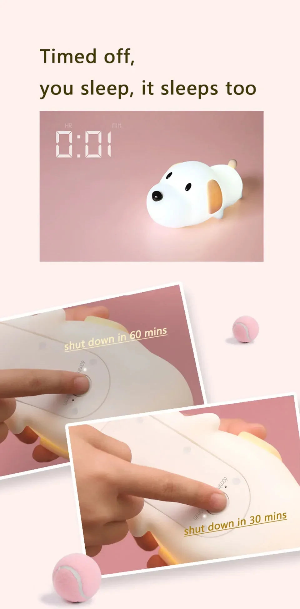 Cute Animal-shape Silicone Night Light Rechargeable Bedside Patting Nightlights For Child Holiday Gift Bedroom Decor Lighting - Fullshopping
