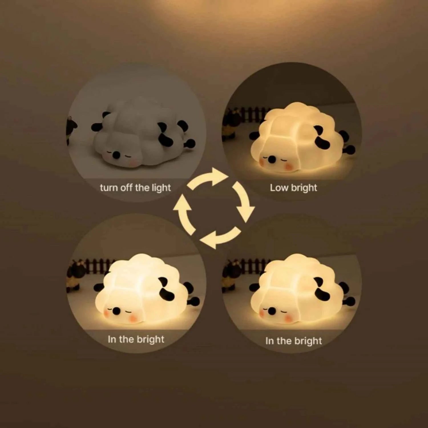 Cute Animal-shape Silicone Night Light Rechargeable Bedside Patting Nightlights For Child Holiday Gift Bedroom Decor Lighting - Fullshopping