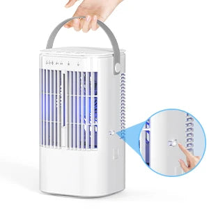Portable cooling fan with seven-color night light, 900ml large capacity, USB interface, suitable for living room, bedroom, etc
