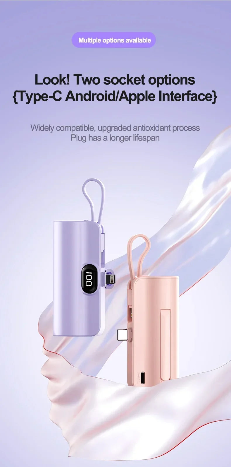 10000mAh Mini Power Bank Portable Fast Charger External Spare Battery For iPhone Samsung Built-in Type C Cable Small Powerbank - Fullshopping