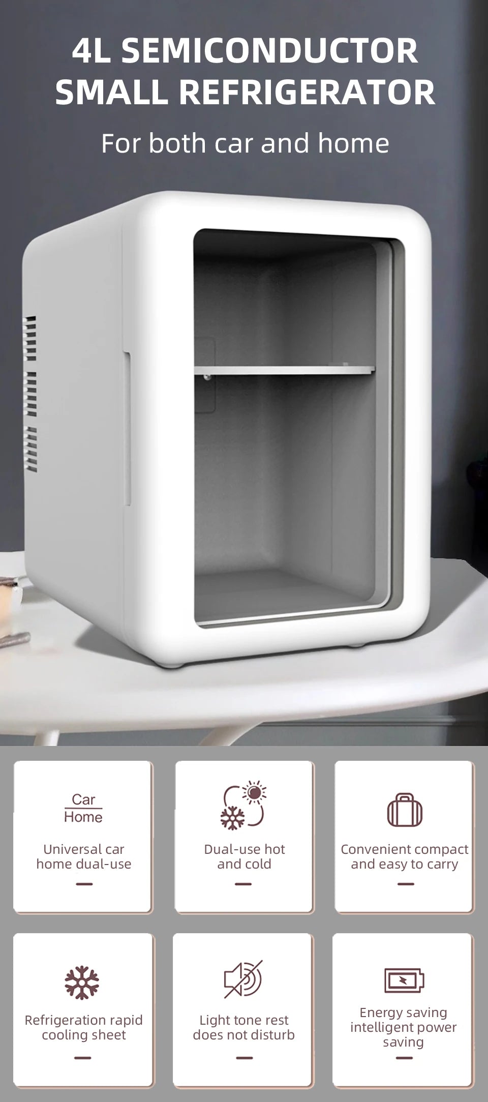 4L Mini Beauty Refrigerator With Cooling And Heat  Both Car Home Use Refrigerated Storage For Skincare Products To Keep Fresh - Fullshopping