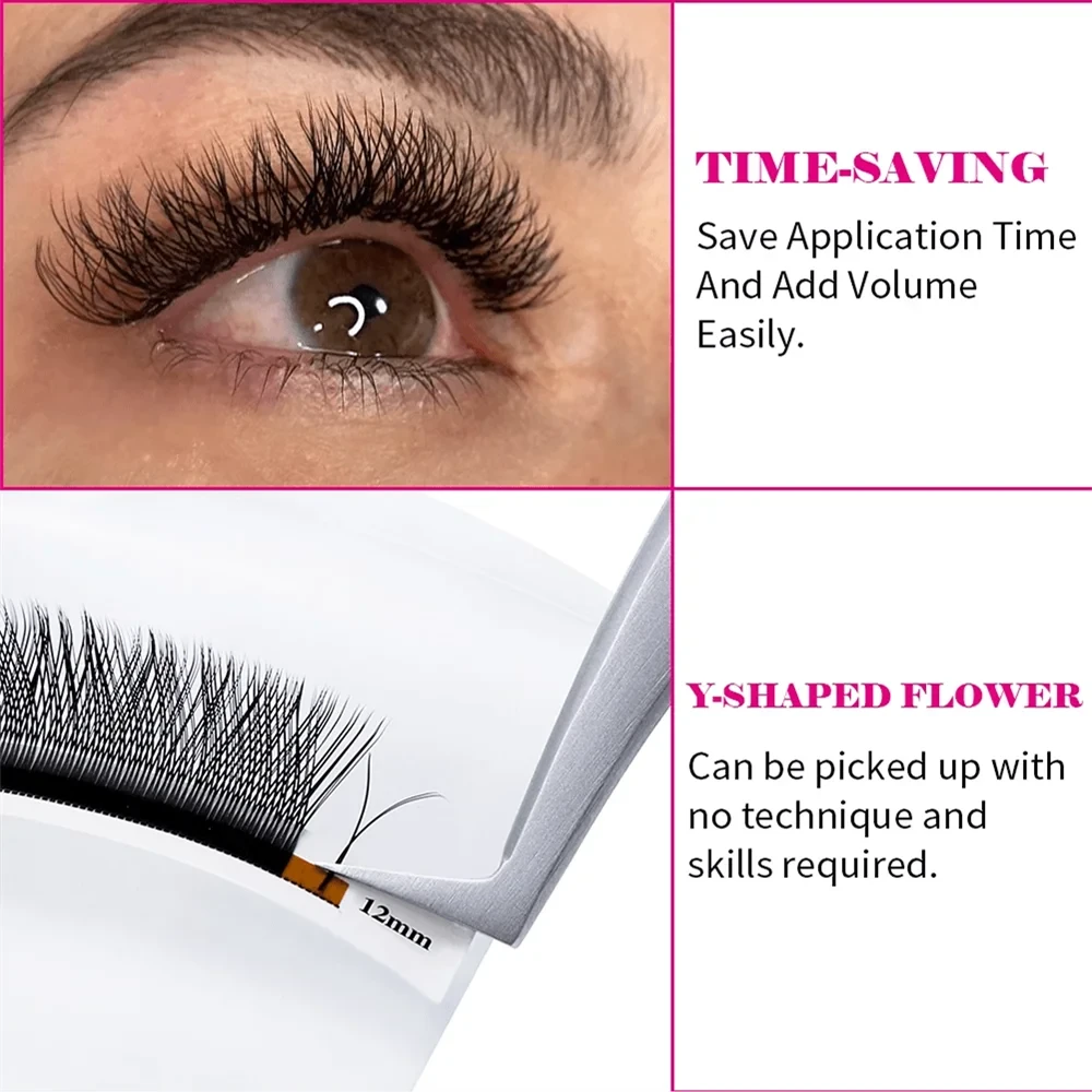 FADVAN 2D YY Shape Eyelash Fans Faux Mink C/D/8-14mm 0.07 Natural Soft Brazilian Lashes Premade Volume Fan Extension Lashes - Fullshopping