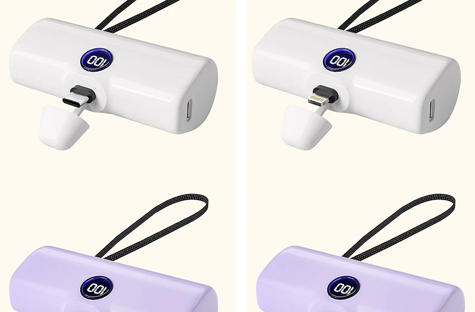 Fast Charge Portable Charger for iPhone Samsung Xiaomi Compact External Spare Battery Built-in Plug PD Fast Charging Power Bank - Fullshopping