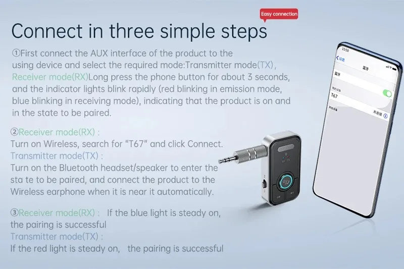 Bluetooth 5.3 Transmitter Receiver Adapter Wireless Audio For Car Music Headphone Speaker 3.5mm Jack AUX Wireless Audio Adapter - Fullshopping