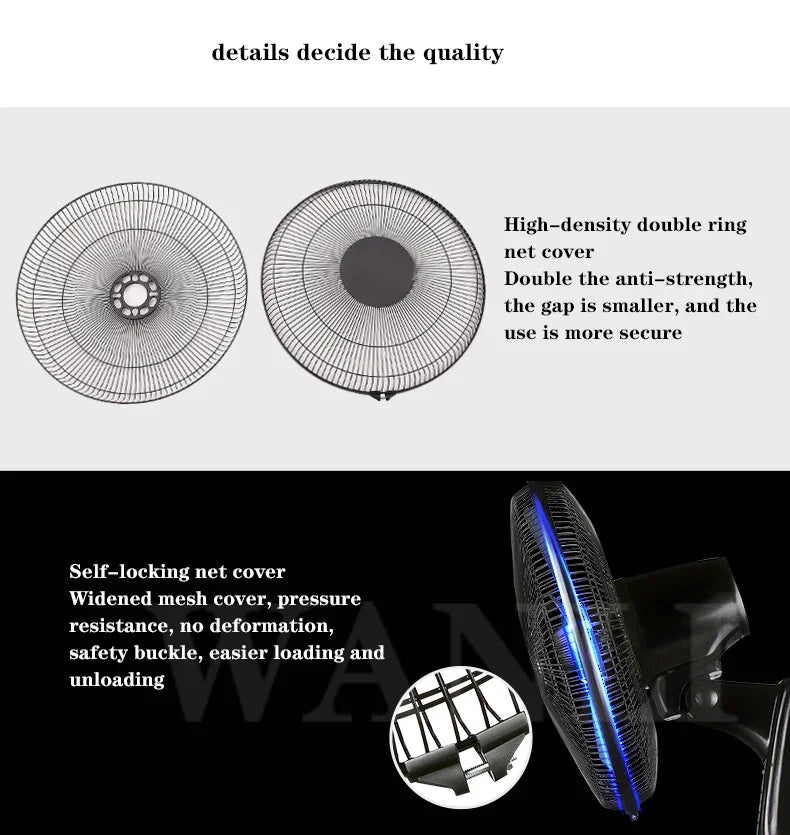 Household Wall-Mounted Electric Fan 220V/60W 16-Inch Living Room Kitchen Fan With 3 Speed Adjustable Smart Version/Mechanical - Fullshopping