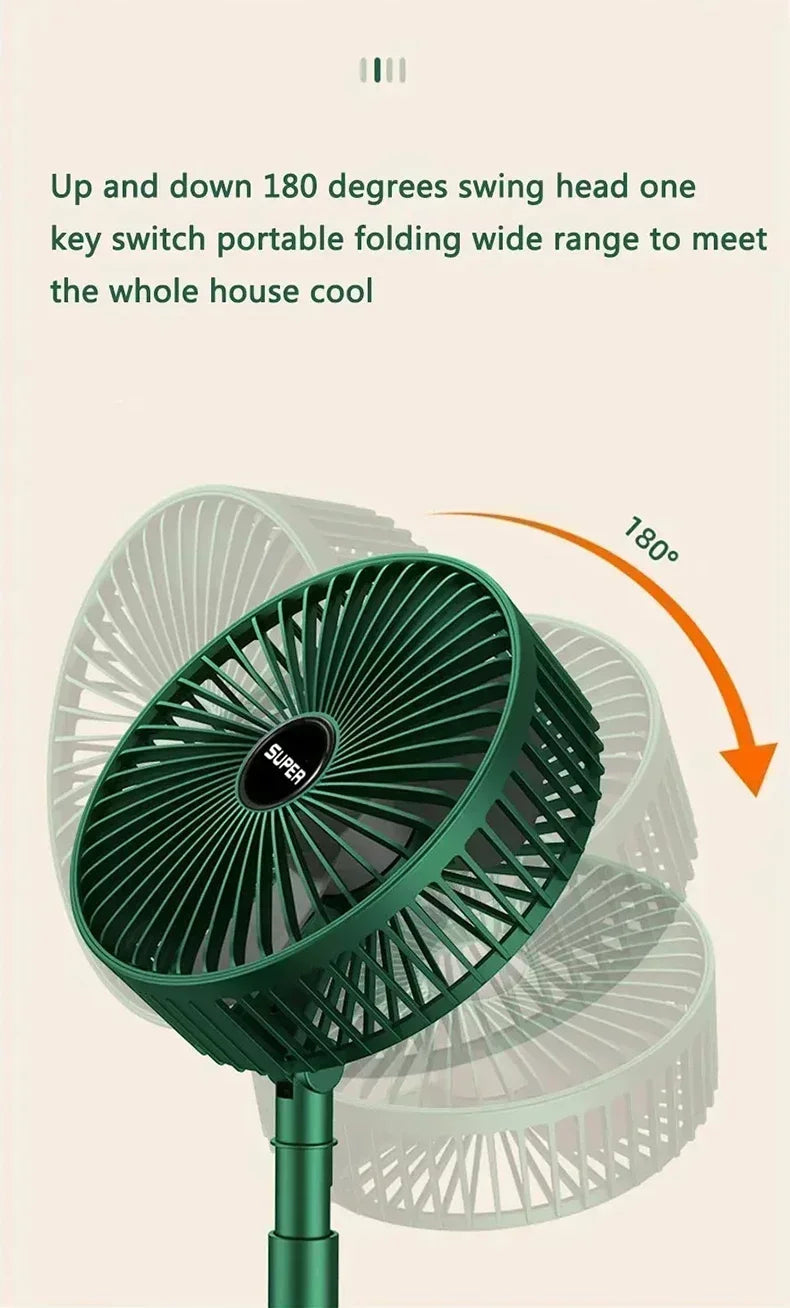 Summer Gift Portable Charging Desk Fan with Adjustable Height, Strong Wind, Foldable and Telescopic Mobile Phone Stand