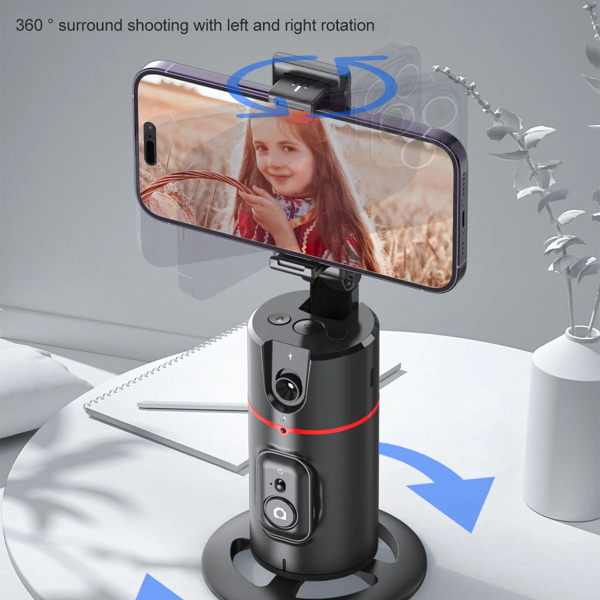 Phone Stabilizer Smart Facial Tracking Detachable Phone Clip with Fill Light Desktop Phone Stand Wireless Selfie Stick Tripod - Fullshopping