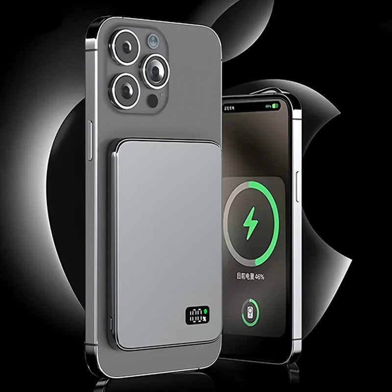 Ultra Thin Power Bank for MagSafe,Magnetic Wireless Fast Charging LED Display Portable Battery For iPhone Samsung Phone Airpods - Fullshopping