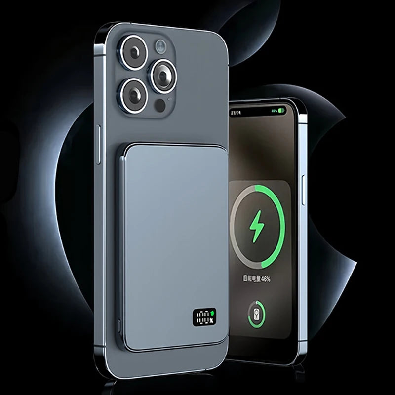 Ultra Thin Power Bank for MagSafe,Magnetic Wireless Fast Charging LED Display Portable Battery For iPhone Samsung Phone Airpods - Fullshopping
