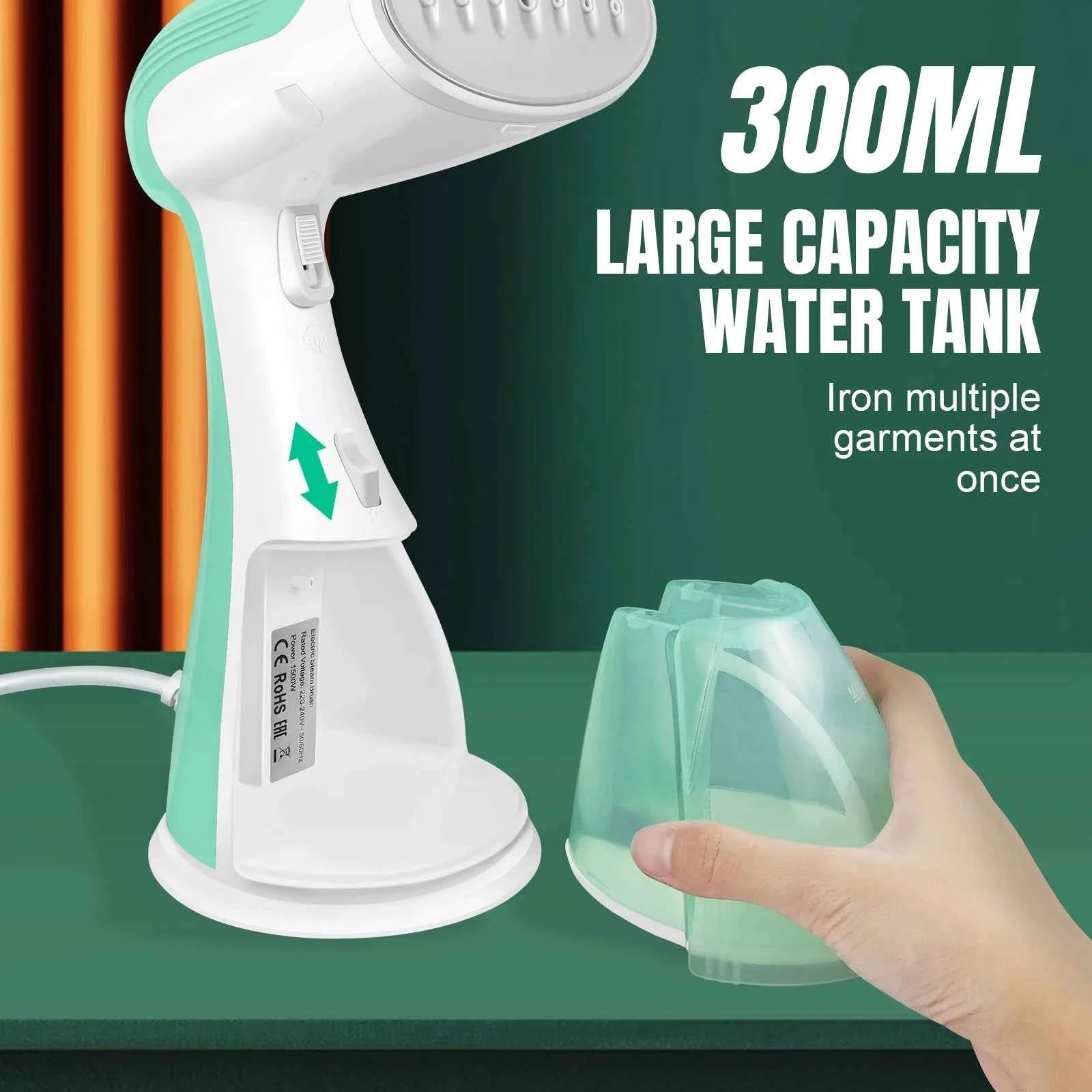 Portable Handheld Steamer Iron, 300ML Large Tank Mini Garment Steamer for Home/Dorm/Travel, Quick Heat-Up, Anti-Wrinkle & Steril