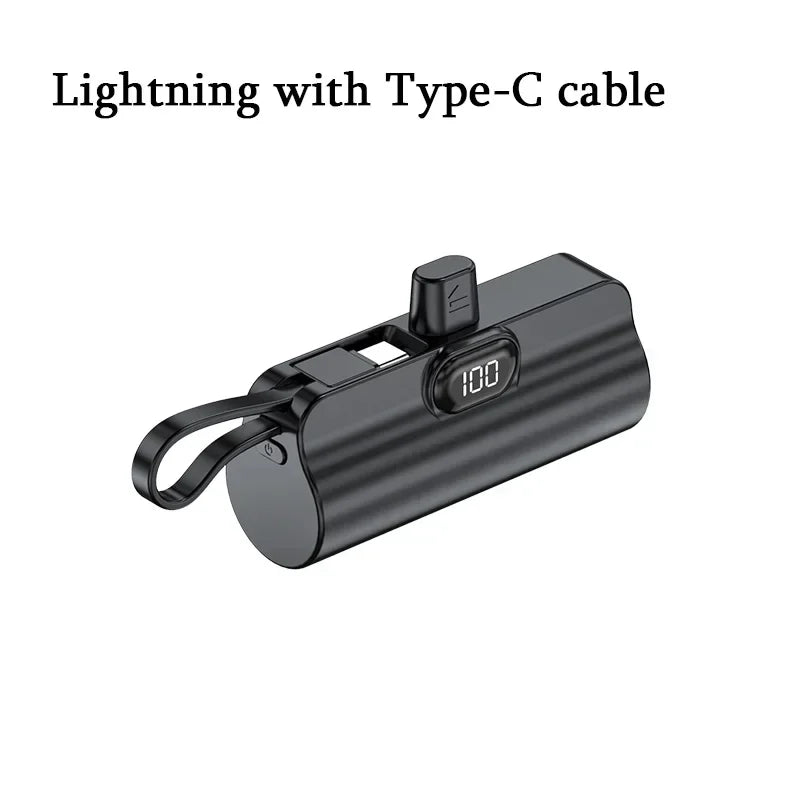 10000mAh Mini Power Bank Portable Fast Charger External Spare Battery For iPhone Samsung Built-in Type C Cable Small Powerbank - Fullshopping