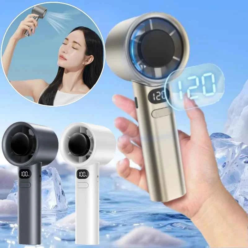 Portable USB Rechargeable Turbo Fan Mini Handheld Display Readout Fan for Outdoor Use Perfect Gift for Kids Car & Girlfriend