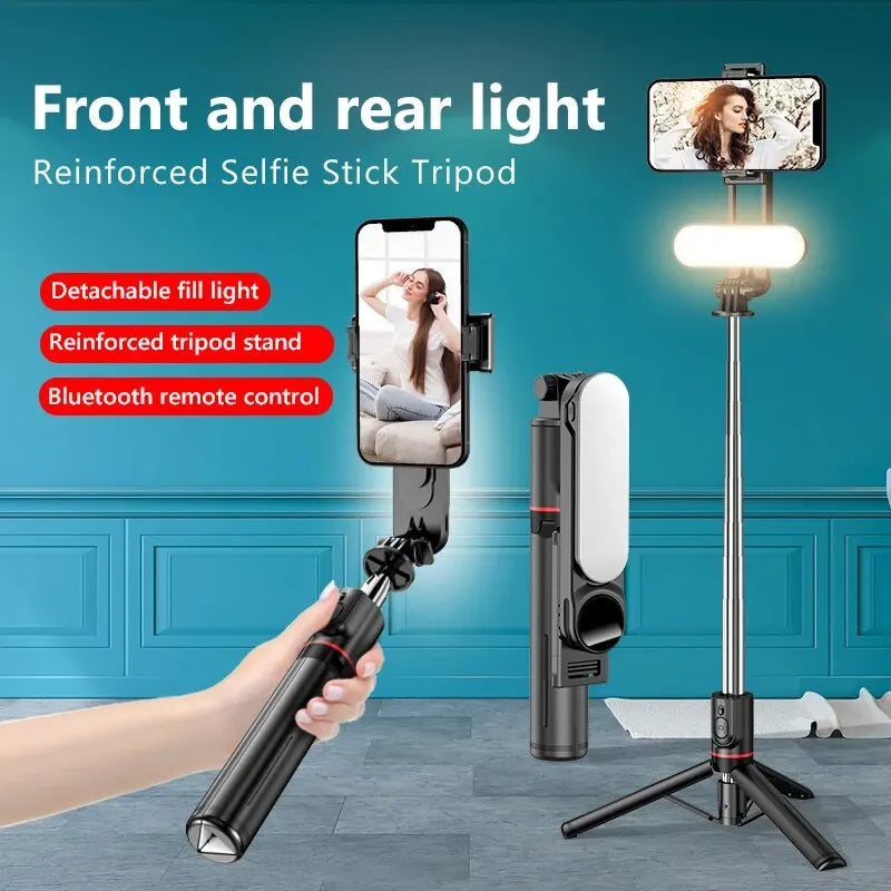 Portable Selfie Stick With Fill Light Foldable Mini Tripod Wireless Bluetooth Remote Shutter For Android Smartphones Video Live - Fullshopping