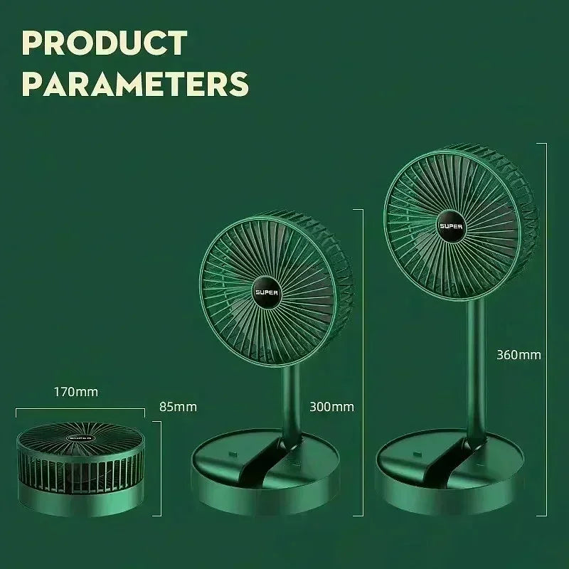 Summer Gift Portable Charging Desk Fan with Adjustable Height, Strong Wind, Foldable and Telescopic Mobile Phone Stand