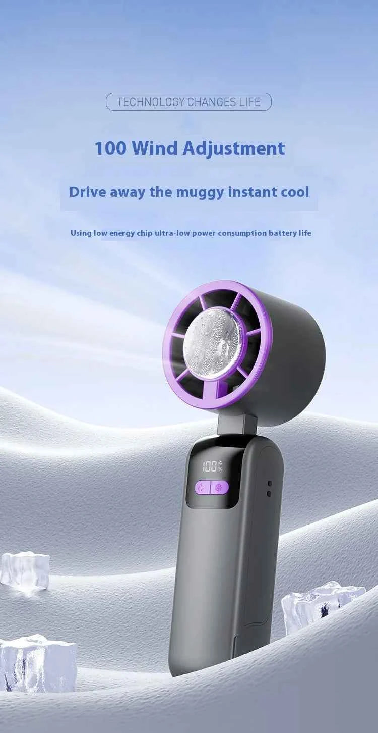 New handheld cooling fan with 100 levels of cooling and folding, portable turbo fan fan