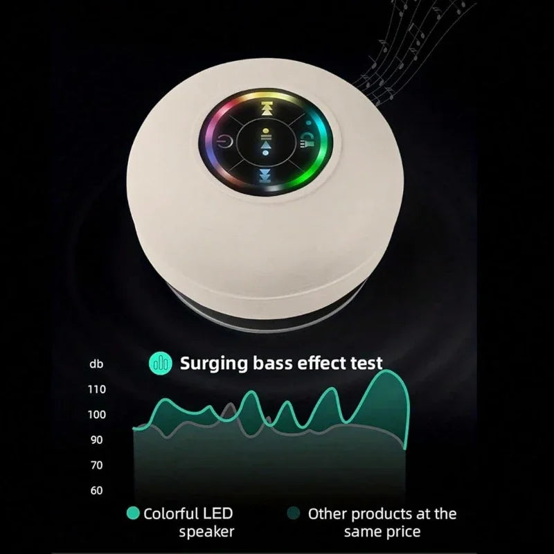 Mini Bluetooth Speaker Portable Waterproof Suction Cup Wireless Handsfree Speakers Illuminated LED Light for Showers Pool Car - Fullshopping