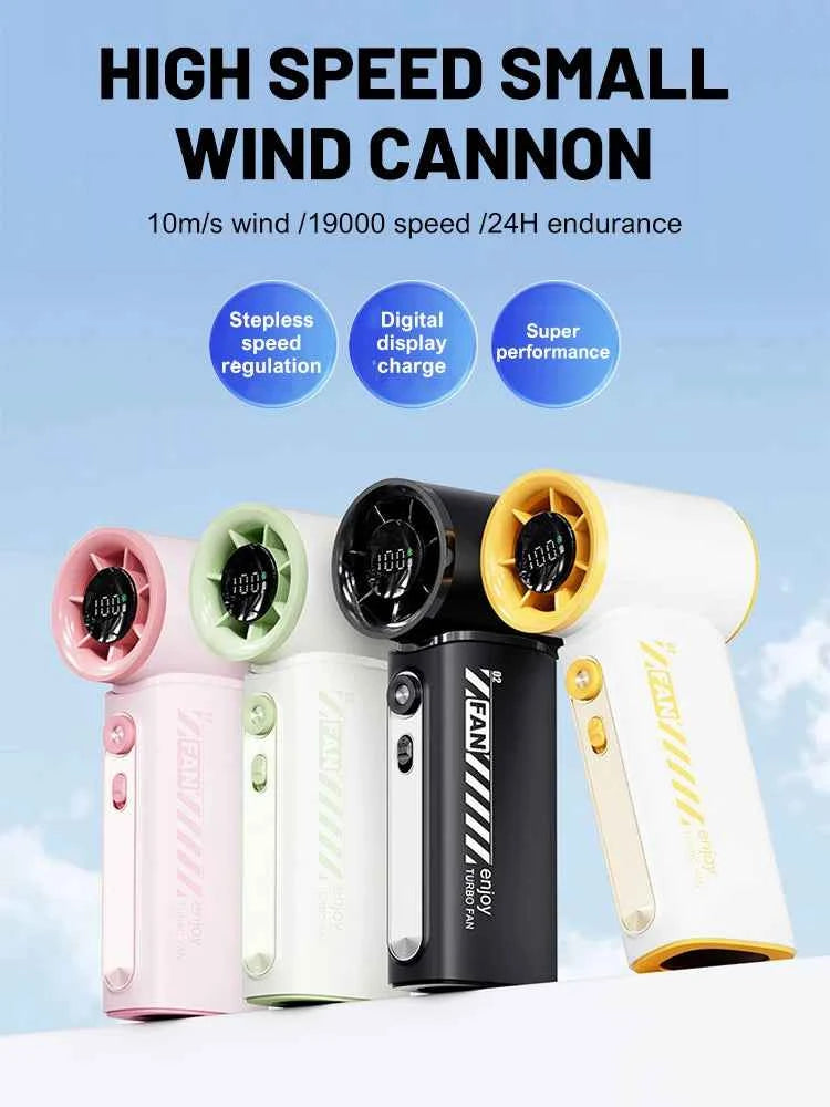 Portable Handheld Turbo Fan 100 Wind Speeds Adjustable Mini Personal Fan USB Rechargeable Battery Operated Electric Pocket Fan