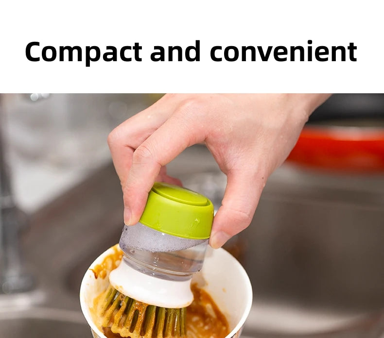 Dish Brush With Soap Dispenser Multi Use Soap Dispensing Scrub Brush For Household Universal Kitchen Dish Palm Brush With Tary - Fullshopping