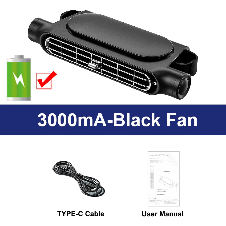 Car Seat Cooling Fan 3 Speed Adjustable 5V USB Car Headrest Cooling Air Fan Car Seat Fan for Front Rear Car Interior Accessories - Fullshopping