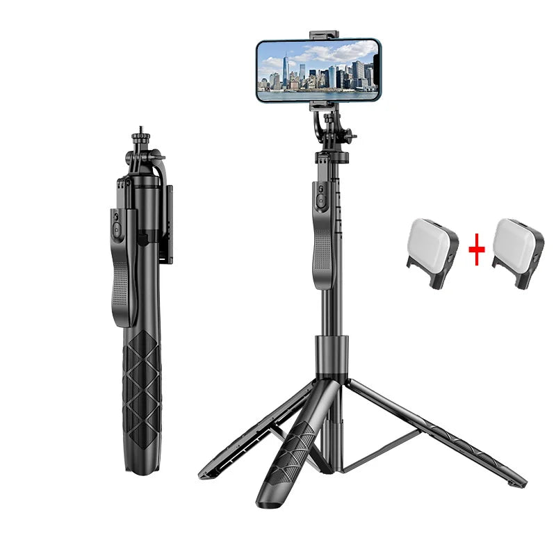 Phone Stabilizer Smart Facial Tracking Detachable Phone Clip with Fill Light Desktop Phone Stand Wireless Selfie Stick Tripod - Fullshopping