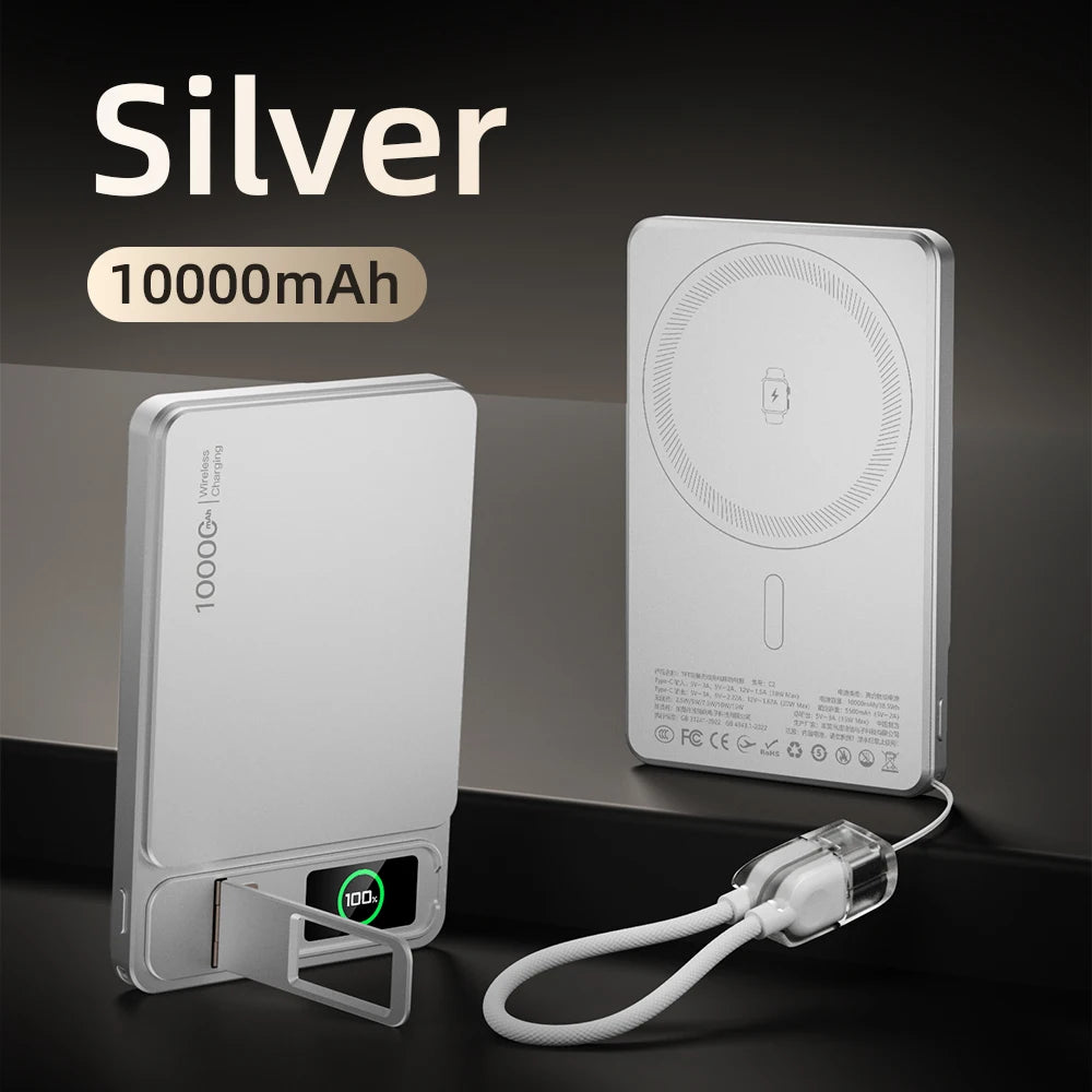 CCC 10000mAh Slim Original Power Bank For MagSafe,Magnetic Wireless 20W Fast Charging Portable Battery For iPhone 12-17 iWatch - Fullshopping