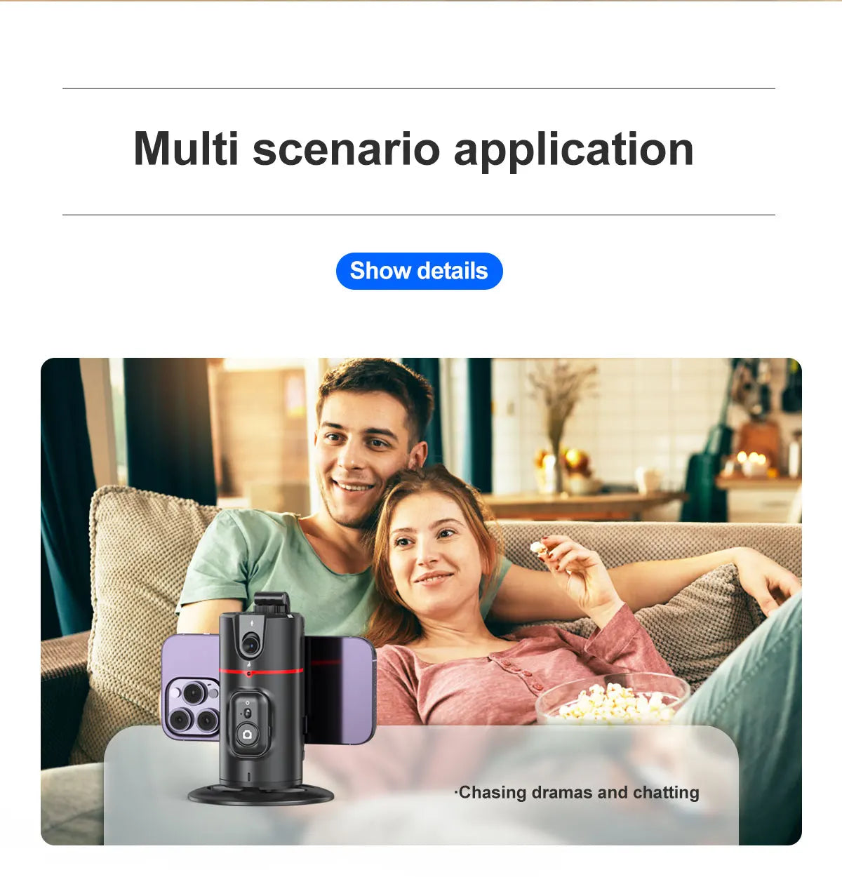 Phone Stabilizer Smart Facial Tracking Detachable Phone Clip with Fill Light Desktop Phone Stand Wireless Selfie Stick Tripod - Fullshopping