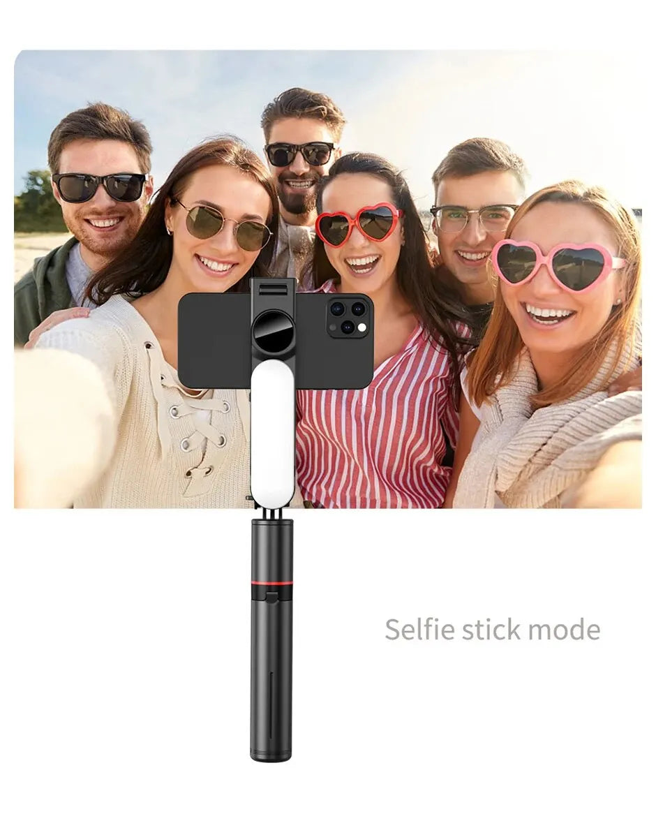 Portable Selfie Stick With Fill Light Foldable Mini Tripod Wireless Bluetooth Remote Shutter For Android Smartphones Video Live - Fullshopping