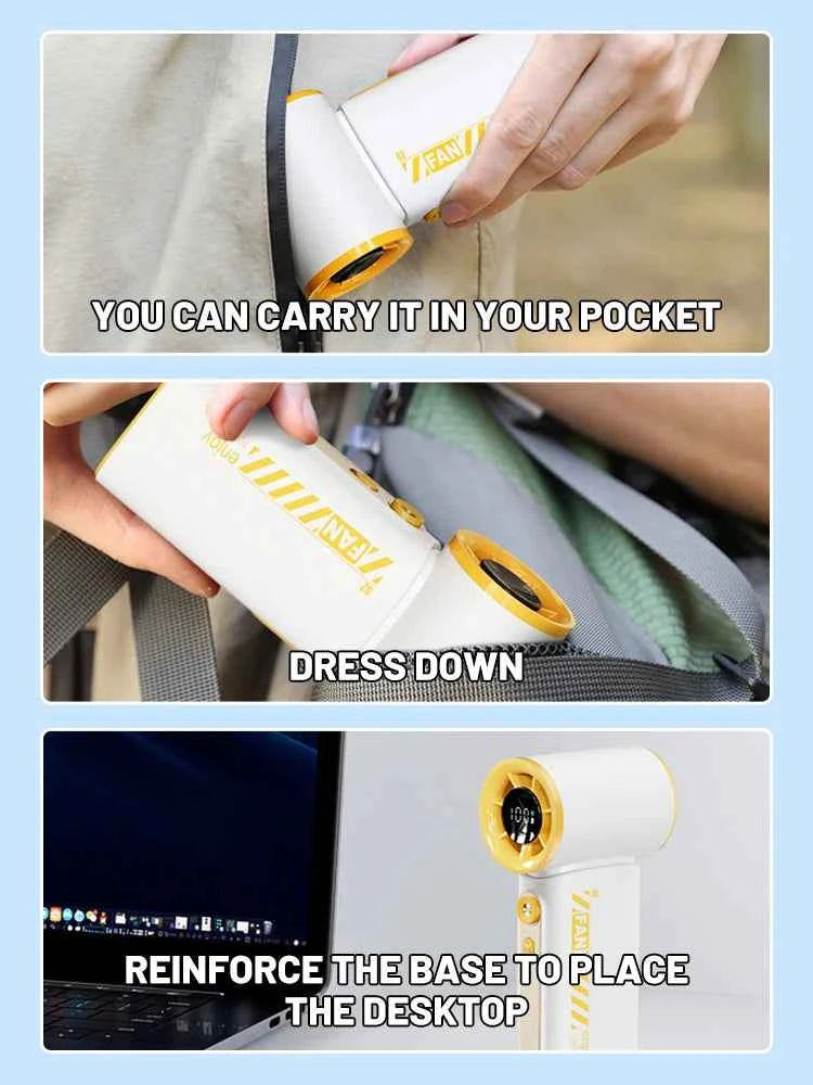 Portable Handheld Turbo Fan 100 Wind Speeds Adjustable Mini Personal Fan USB Rechargeable Battery Operated Electric Pocket Fan
