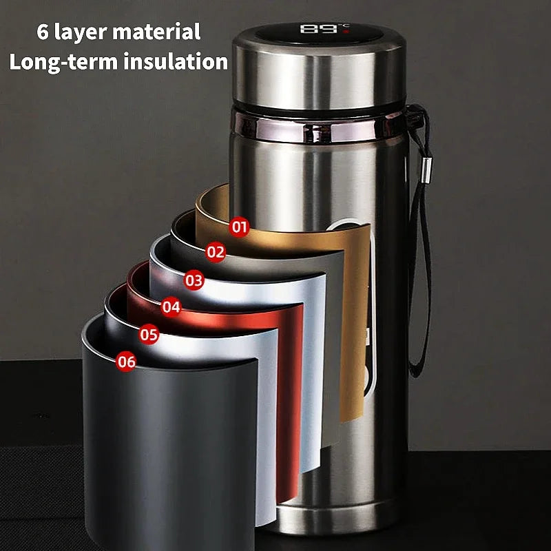 500ML-1Liter Stainless Steel Thermos Bottle with LED Temperature Display Sus304 Tea Water Bottle Vacuum Flask Portable Cups - Fullshopping