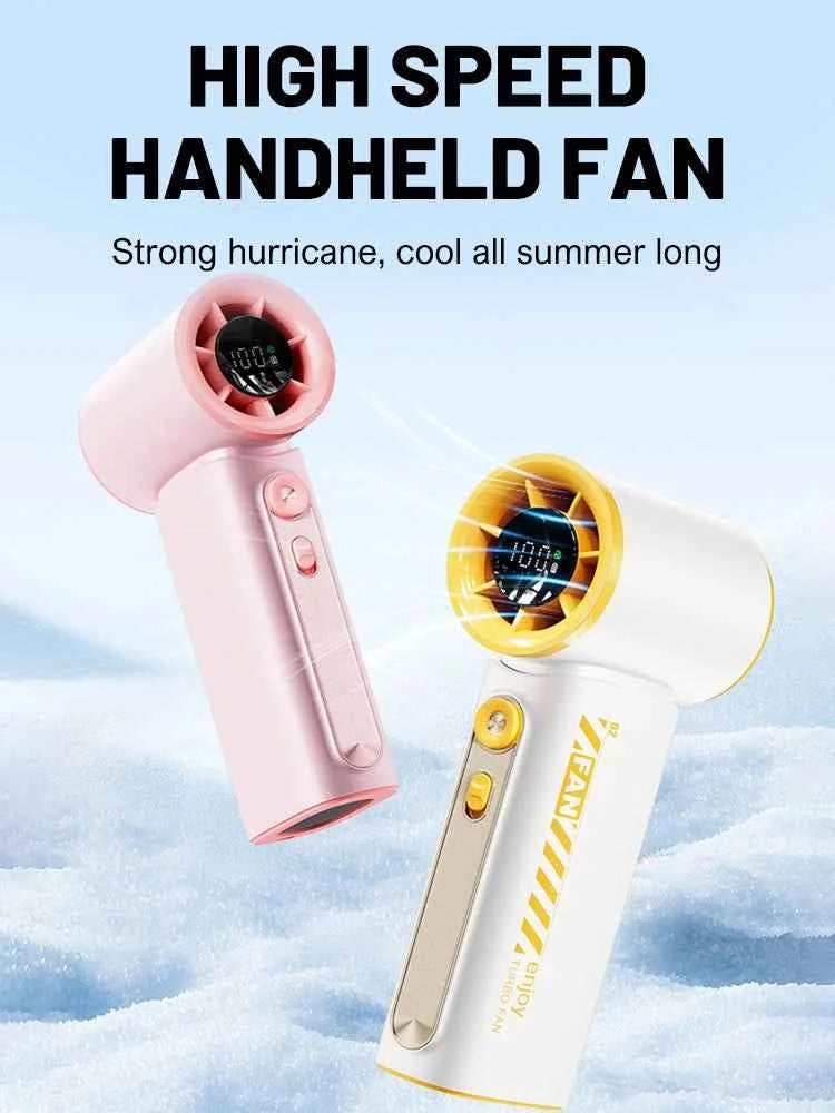 Portable Handheld Turbo Fan 100 Wind Speeds Adjustable Mini Personal Fan USB Rechargeable Battery Operated Electric Pocket Fan