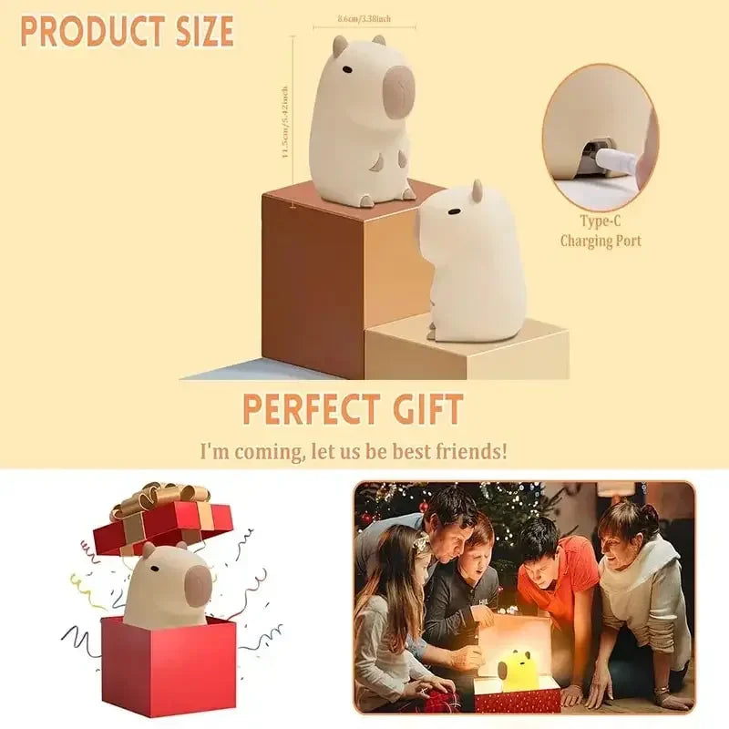Soft Silicone Night Light - USB Rechargeable Touch Control 3-Level Dimmable Bedside Lamp for Nursery, Kids, Babies & Gift Decor - Fullshopping