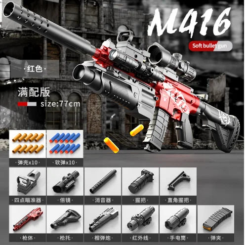 M416 Toy Gun Shell Throwing Soft Bullet Can Fire Suction Cup Children's Assault Rifle Manual loading Model Boy's Toy - Fullshopping