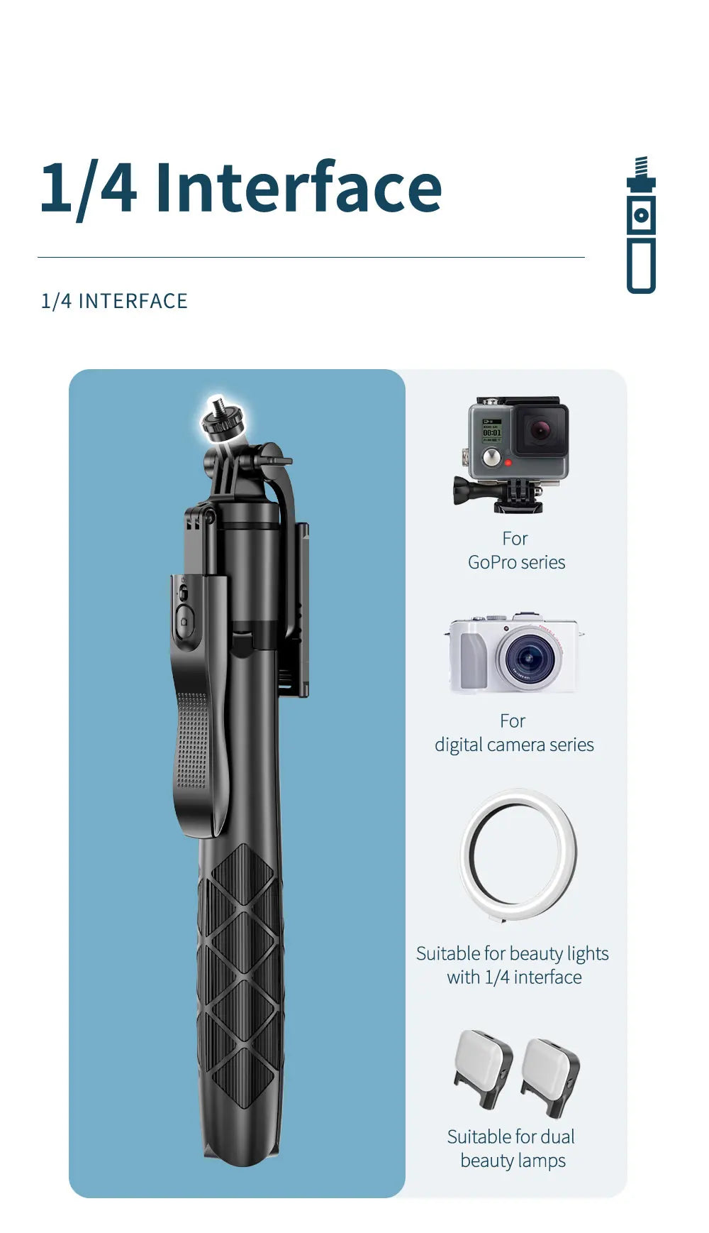 Phone Stabilizer Smart Facial Tracking Detachable Phone Clip with Fill Light Desktop Phone Stand Wireless Selfie Stick Tripod - Fullshopping
